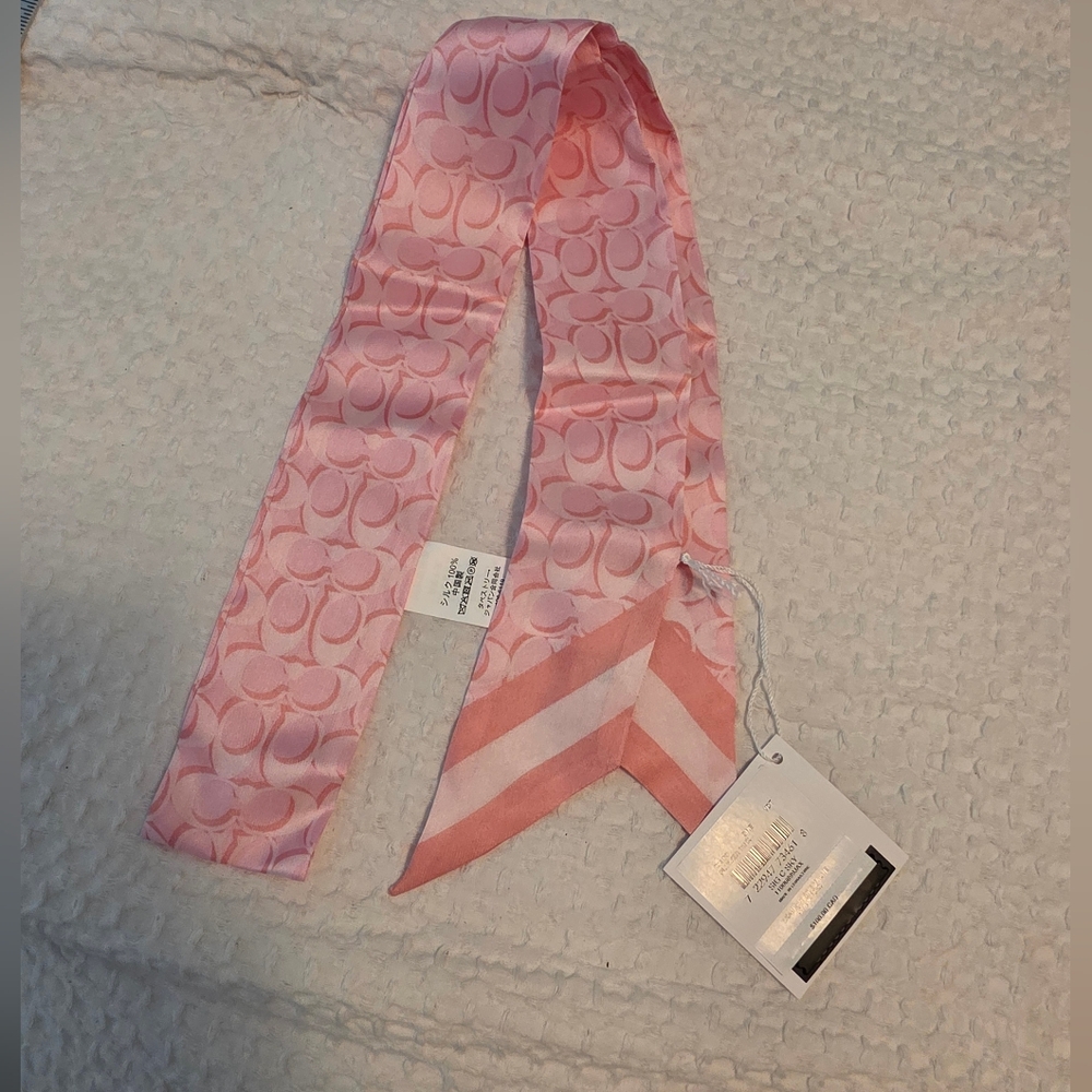 NWT Coach Signature Print Silk Skinny Scarf - Picture 9 of 9